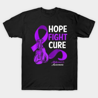 Hope Fight Cure Purple Ribbon Alzheimer's Awareness T-Shirt